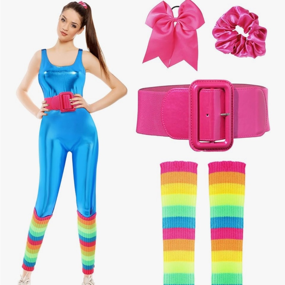 Barbie Blue and Pink Jumpsuit with Rainbow Accessories